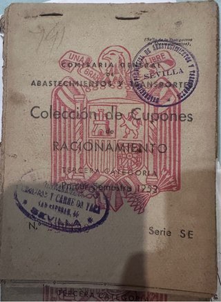 Cartilla de Cupones Racionamiento Sevilla 1952