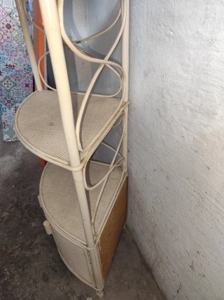 Esquinera Bambú y Mimbre Beige. Regalo Espejo