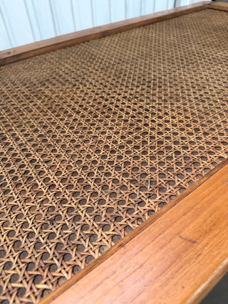 Mesa Antigua Plegable Madera y Mimbre