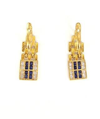 Pendiente de oro de 18k con piedras, 3.99 g.
