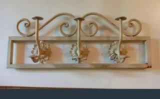 Colgador de pared hierro forjado 3 ganchos 40cm