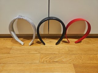 3 Diademas: Plata, Negro y Rojo