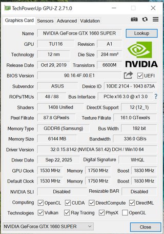 Tarjeta Gráfica ASUS GTX 1660 SUPER 6GB