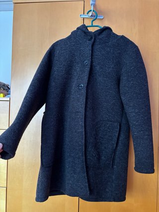 Chaqueta de paño gris con capucha talla L