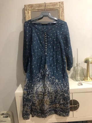 Vestido Estampado Azul seda