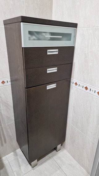 Conjunto Muebles Baño Madera y Cristal