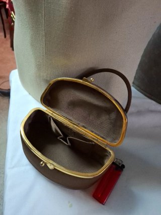 Bolso Vintage Lucite Carey Tela Cordé Años 50