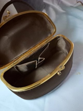 Bolso Vintage Lucite Carey Tela Cordé Años 50