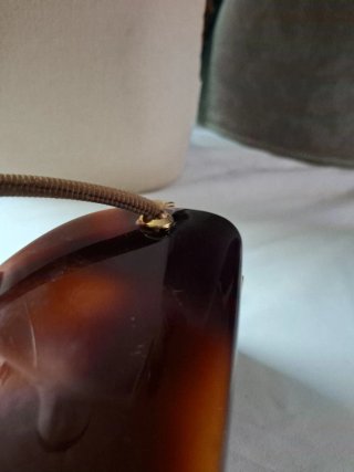 Bolso Vintage Lucite Carey Tela Cordé Años 50