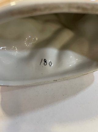Figura Cavalo Cerâmica Vidrada Castanho e Branco