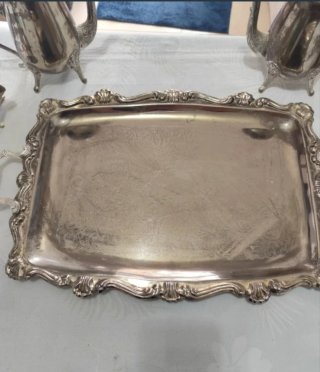 Antiguo juego tetera plateado