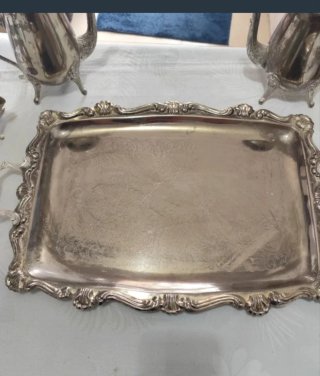 Antiguo juego tetera plateado