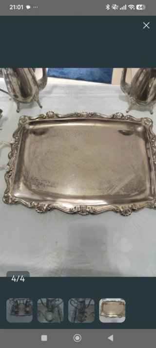 Antiguo juego tetera plateado