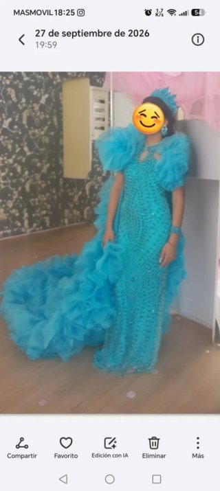 Vestido de fiesta gitana turquesa