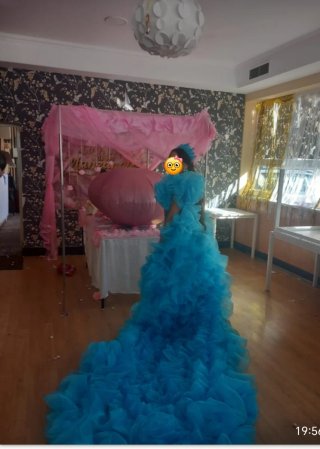 Vestido de fiesta gitana turquesa
