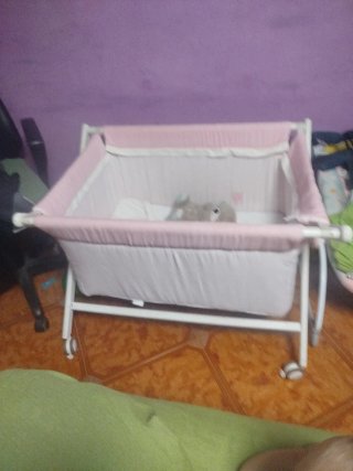 Minicuna bebé rosa