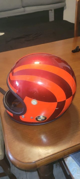 Casco Moto BMW Rojo y Naranja