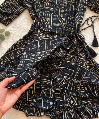 Vestido Boho seda. Ajustable Negro