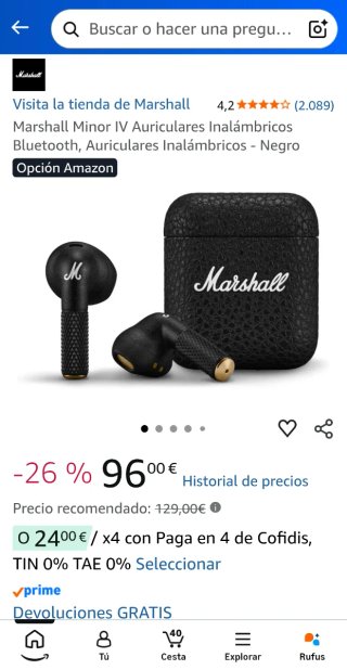 Marshall Minor IV Auriculares Inalámbricos Bluetoo