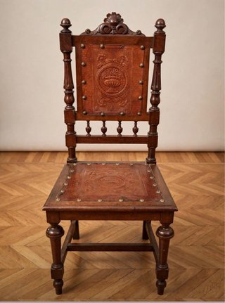 Sillón Castellano de Madera y Cuero