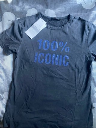 Camiseta Zara 100% Iconic Brillos