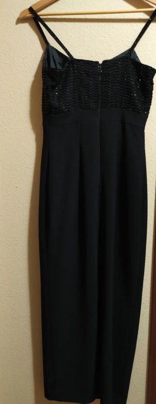 Vestido negro largo fiesta con lazo