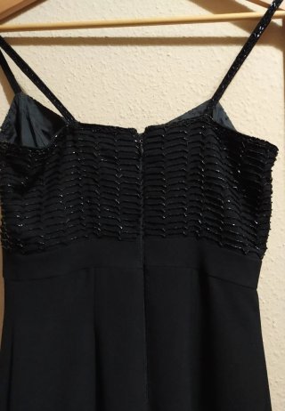Vestido negro largo fiesta con lazo