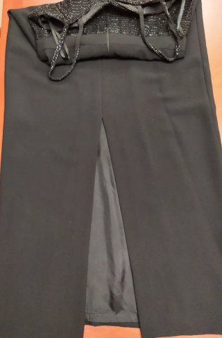 Vestido negro largo fiesta con lazo