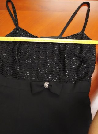 Vestido negro largo fiesta con lazo