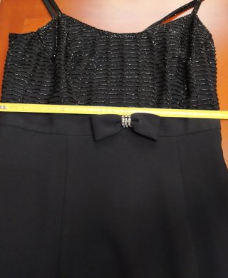 Vestido negro largo fiesta con lazo