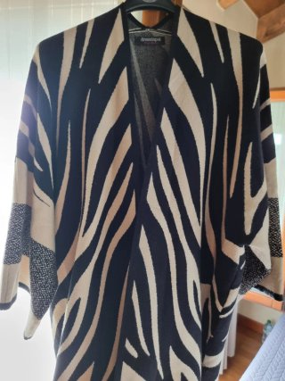 Poncho Dressinput zebrato con frange
