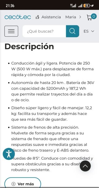 Patinete Eléctrico Cecotec Bongo D20E Connected