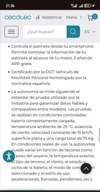 Patinete Eléctrico Cecotec Bongo D20E Connected