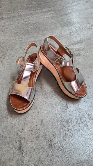 Sandalias Plataforma Tacón Plata