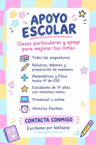 Ofrezco clases de apoyo escolar y refuerzo