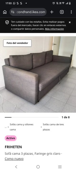 Sofá Cama 3 Plazas IKEA FRIHETEN