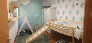 Cama Alta con Tobogán de Madera