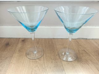 Set 2 Copas Martini Vintage Azul
