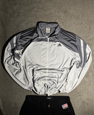 Chaqueta Adidas Retro Triple Raya Gris Talla XL