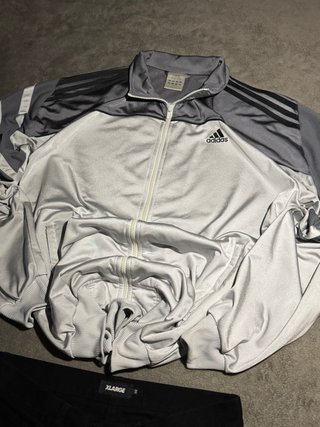 Chaqueta Adidas Retro Triple Raya Gris Talla XL