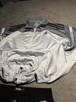 Chaqueta Adidas Retro Triple Raya Gris Talla XL