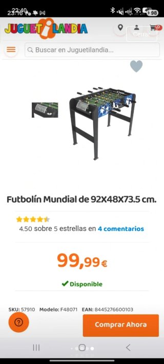 Futbolín pequeño para niños
