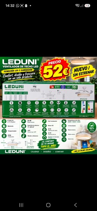Ventilador Techo LED LEDUNI Beige/Blanco