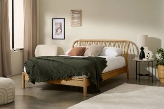 Cama de Roble 180x200 con Cabecero de Varillas