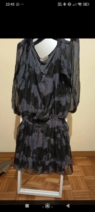 Vestido elegante negro y gris