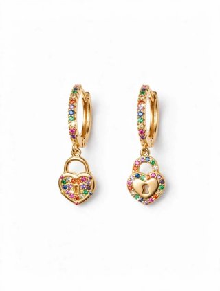 Pendientes Corazón Candado Multicolor