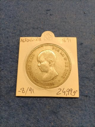 Moneda 5 Pesetas Alfonso XIII 1891