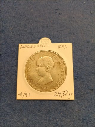 Moneda 5 Pesetas Alfonso XIII 1891