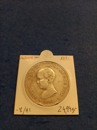 Moneda 5 Pesetas Alfonso XIII 1891