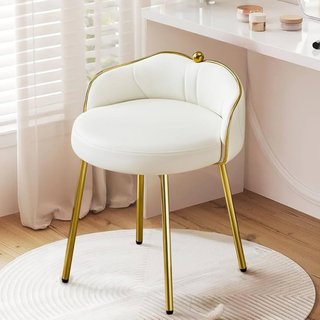 Sedia trucco bianca con gambe dorate nuova